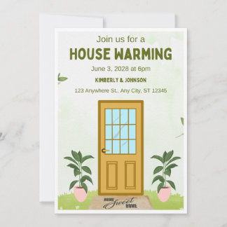 Olive Green House Warming Invitation Card Set