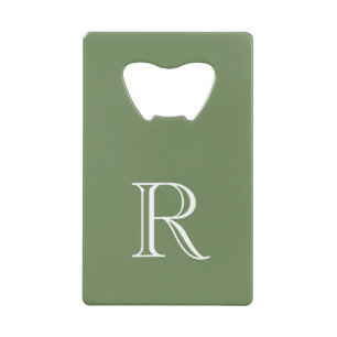 Olive Green Initial Stainless Steel Bottle Opener Credit Card Bottle Opener
