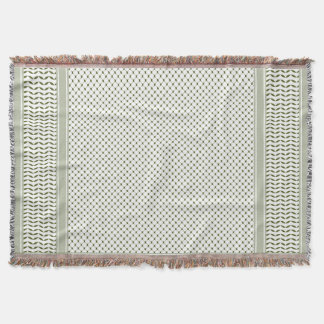 Olive Green Keffiyeh Throw Blanket
