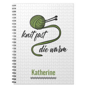 Olive Green Knit Fast, Die Warm Notebook