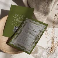 Olive Green Lace Old Money Doily QR Code Wedding