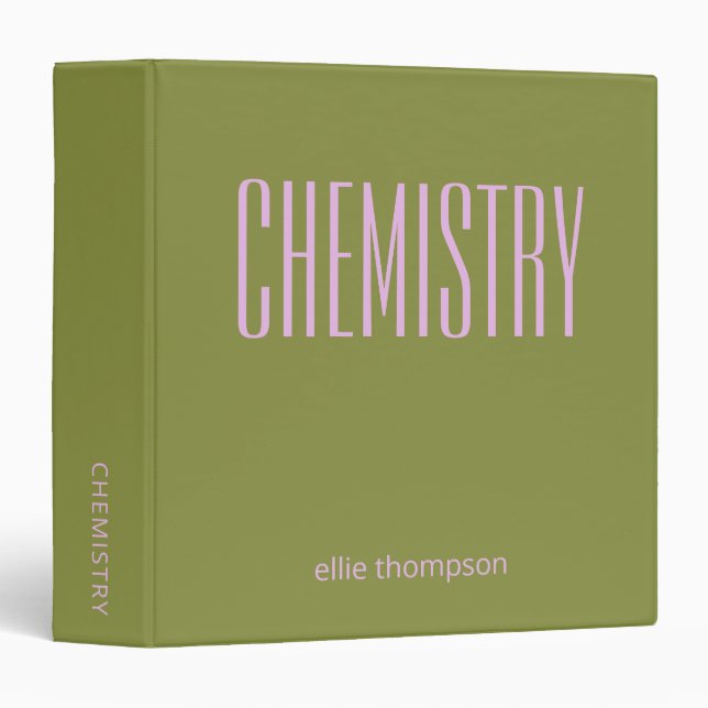 Olive Green Lavender Personalized Subject Name Binder (Front/Spine)
