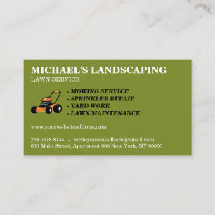 Olive Green Lawn Service Landscape Business Card