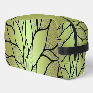  Olive Green Leave Pattern  Dopp Kit