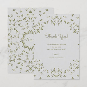 Olive Green Leaves Rustic Wedding Thank You Invitation