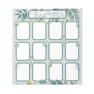 Olive Green Leaves To do List with sections Notepad