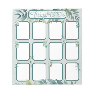 Olive Green Leaves To do List with sections Notepad