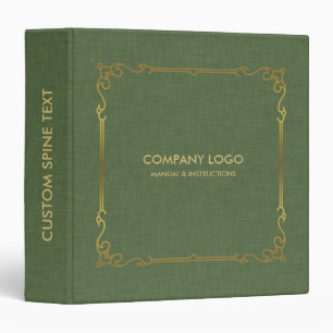 Olive Green Linen With Gold Frame Accent Binder
