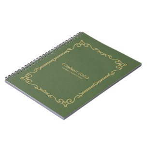 Olive Green Linen With Gold Frame Accent Notebook