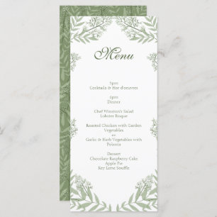 Olive Green Mariage Vintage Botanique Menu