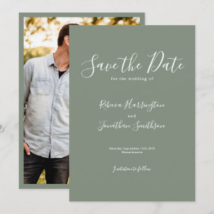 Olive Green Minimal Wedding Save The Date