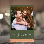 Olive Green Minimalist Elegant Script Photo Table Number<br><div class="desc">These elegant oloive green signature script double-sided photo table numbers are perfect for all celebrations. Designed by Thisisnotme©</div>