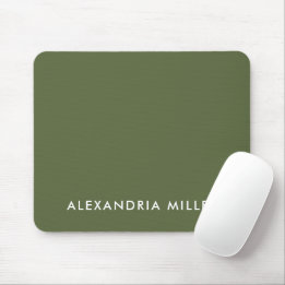 Olive Green Minimalist Monogram Mouse Pad