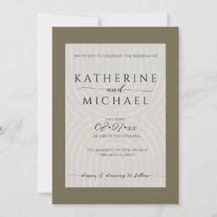 Olive green minimalist Wedding Invitation