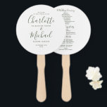 Olive Green Minimalist Wedding Program Hand Fan<br><div class="desc">This stylish wedding program can be personalized with your special wedding day information featuring chic modern typography. You can customize the color to match your wedding theme. Designed by Thisisnotme©</div>
