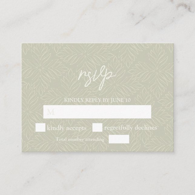 Olive Green Modern Minimalist Enclosure Card (Front)