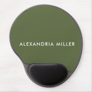 Olive Green Modern Minimalist Personalized Gel Mouse Pad