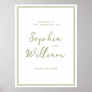 Olive Green Modern Wedding Welcome Sign