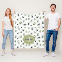 Olive Green Monogram Name Watercolor Chic Pattern