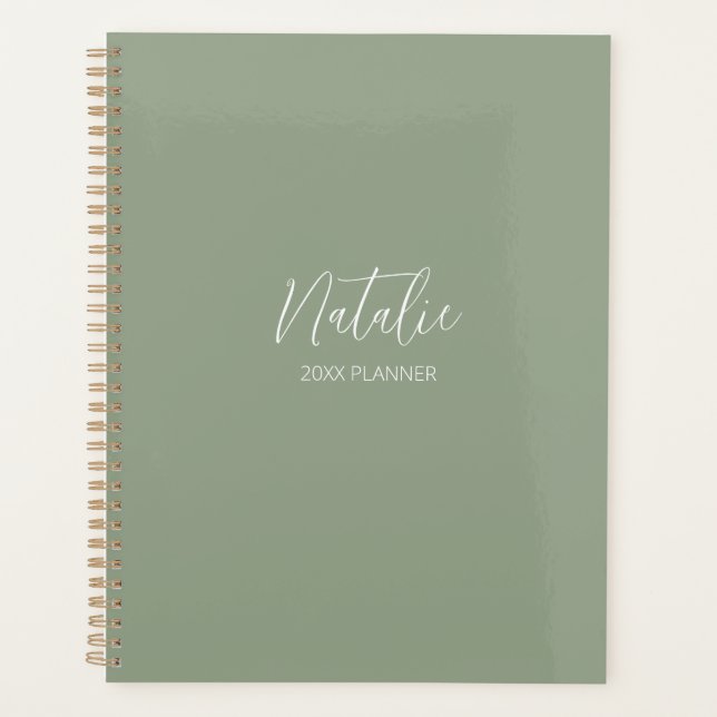Olive Green Monogram Planner (Front)