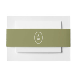 Olive Green Monogram Wedding Belly Band Invitation Belly Band