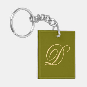 Olive Green Monogrammed Custom Initial Monogram D Keychain