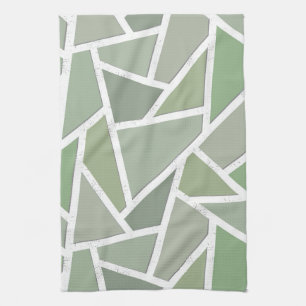 Olive green mosaic pattern kitchen towel