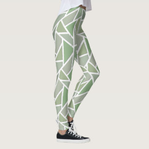 Olive green mosaic pattern leggings