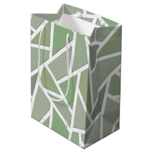 Olive green mosaic pattern medium gift bag