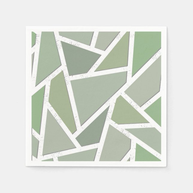 Olive green mosaic pattern napkin (Front)