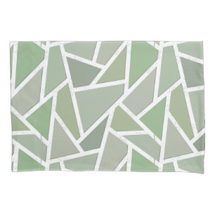 Olive green mosaic pattern pillowcase