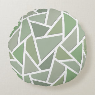 Olive green mosaic pattern round pillow