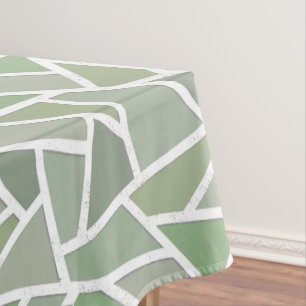 Olive green mosaic pattern tablecloth