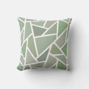 Olive green mosaic pattern throw pillow