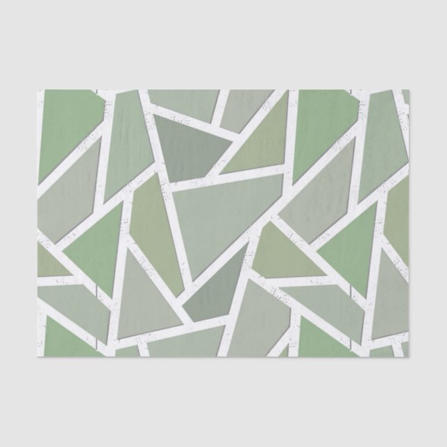 Olive green mosaic pattern tissue paper (Front)