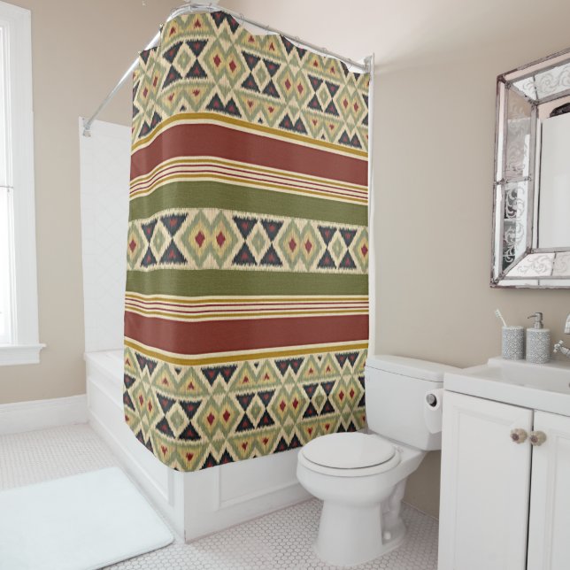Olive Green Mustard Ochre Yellow Tribal Ikat Art (In Situ)