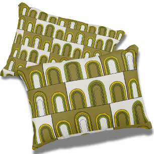 Olive Green & Mustard Yellow Mid-Century Modern De Accent Pillow