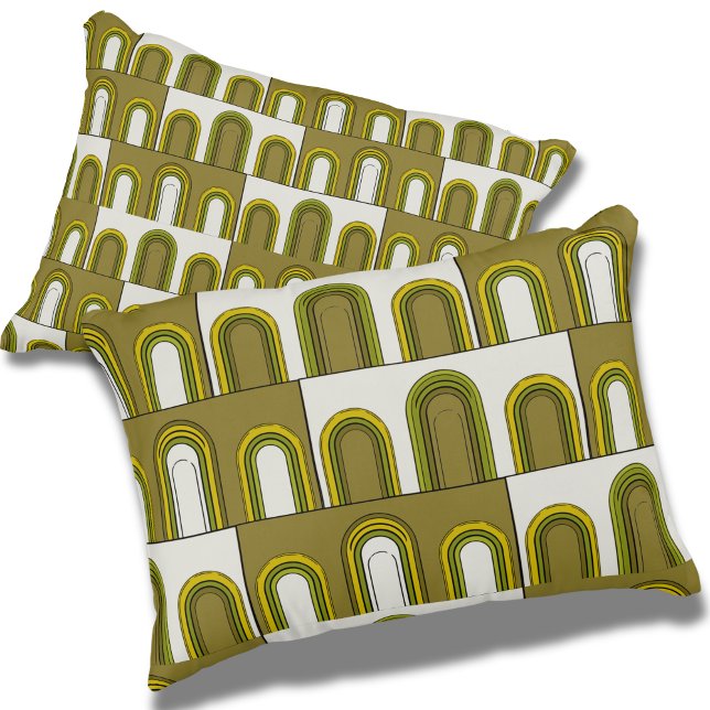 Olive Green & Mustard Yellow Mid-Century Modern De Accent Pillow (Creator Uploaded)