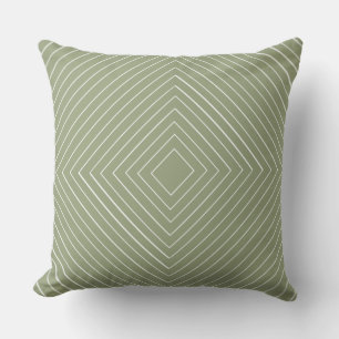 olive green Nested Thin White Squares Tribal Throw Pillow