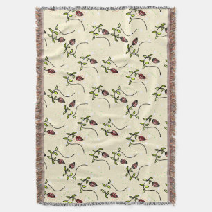 Olive green ornamental pattern throw blanket