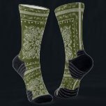 Olive Green Paisley Bandana Print Socks<br><div class="desc">Olive green paisley print premium quality socks. Visit my shop for the entire bandana sock design collection.</div>