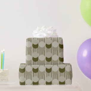Olive Green Party Tinsel and Confetti Pattern Wrapping Paper