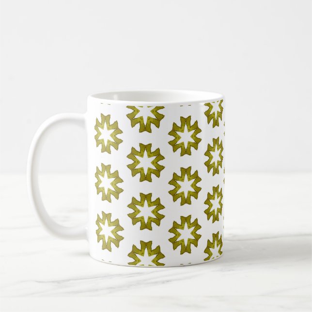 Olive Green Pattern Coffee Mug (Left)