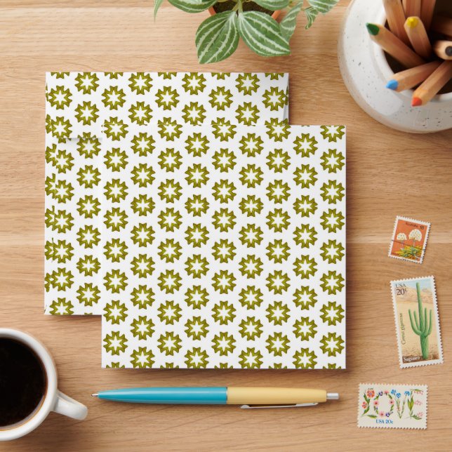 Olive Green Pattern Envelope (Desk)