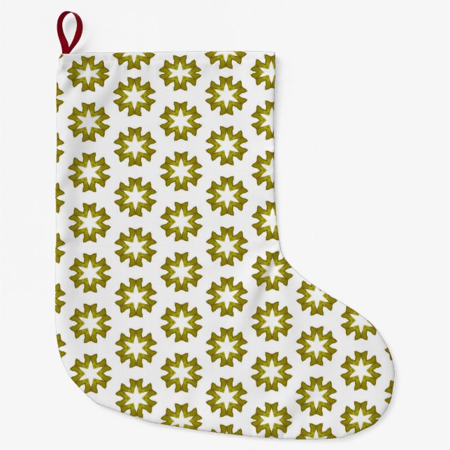 Olive Green Pattern Large Christmas Stocking (Front)