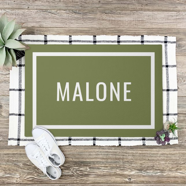 Olive Green Personalized Family Name Doormat (Creator Uploaded)