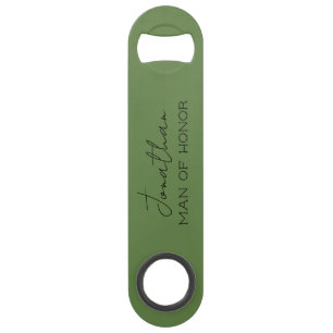 Olive Green Personalized Man of Honour Bar Key