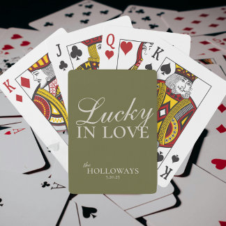 Olive Green Personalized Wedding Guest Book Playing Cards