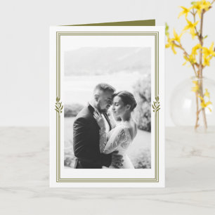 Olive Green Photo Wedding Thank You Card