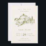 Olive Green Pine Mountain Sketch Save The Date Thank You Card<br><div class="desc">For any further customisation or any other matching items,  please feel free to contact me at yellowfebstudio@gmail.com</div>